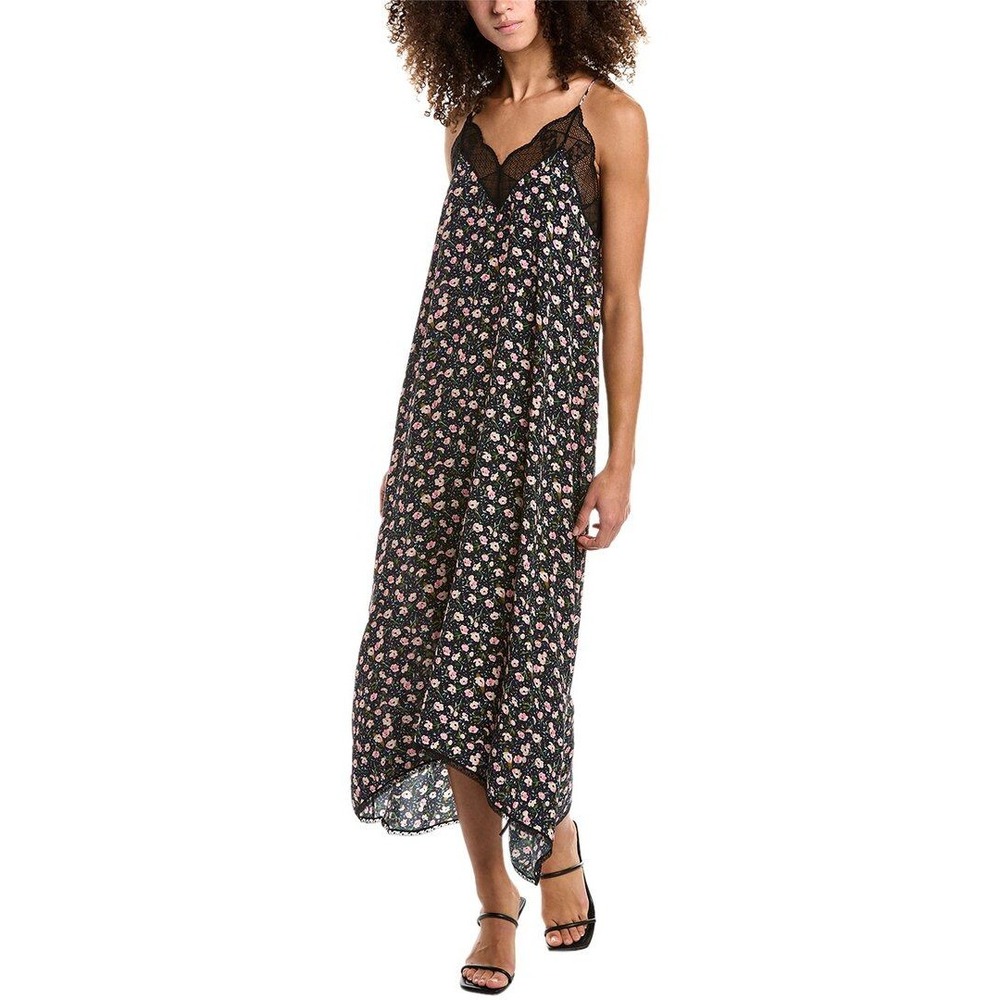 Zadig & Voltaire Risty Dress Anemone Floral Lace Slip Dress Black Y2K 90s Sz M